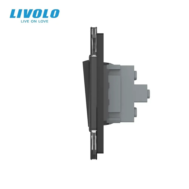Четырехклавишный выключатель (2-2) LIVOLO черное матовое стекло VL-C7FC2MK/FC2MK-4BS06