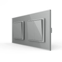 Четырехклавишный выключатель (2-2) Livolo серое стекло (VL-C7K2K2-15)