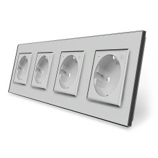 Четырехместная умная розетка ZigBee с заземлением Livolo серый (VL-C7FCTC16AZ-8IP)