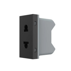 Универсальная розетка LIVOLO 2 в 1, черная, без заземления, с защитными шторками, модуль 0.5 поста, 16 724000312