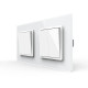 Трехклавишный выключатель (1-2) LIVOLO белое матовое стекло