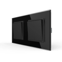 Трехклавишный выключатель (1-2) LIVOLO черное матовое стекло