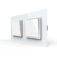 Трехклавишный выключатель (1-2) Livolo белое стекло (VL-C7K1K2-11)