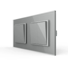 Трехклавишный выключатель (1-2) Livolo серое стекло (VL-C7K1K2-15)