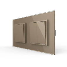 Трехклавишный выключатель (1-2) Livolo золотое стекло (VL-C7K1K2-13)