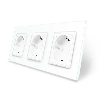 Трехместная умная розетка ZigBee с заземлением Livolo белый (VL-C7FCTC16AZ-6WP)