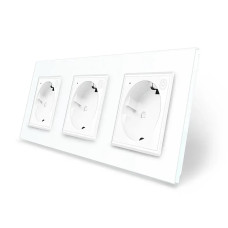 Трехместная умная розетка ZigBee с заземлением Livolo белый (VL-C7FCTC16AZ-6WP)