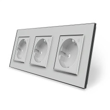 Трехместная умная розетка ZigBee с заземлением Livolo серый (VL-C7FCTC16AZ-6IP)