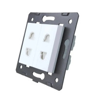 Універсальна подвійна розетка LIVOLO, біла, 2 стандарти в 1 (EU/US), з захисними шторками, 16А 250В, (VL-FCT25/FCT25-2WP)