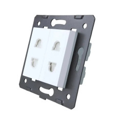 Универсальная двойная розетка LIVOLO, белая, 2 стандарта в 1 (EU/US), с защитными шторками, 16А 250В, (VL-FCT25/FCT25-2WP)