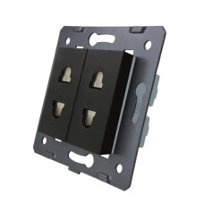 Универсальная двойная розетка LIVOLO, черная, 2 стандарта в 1 (EU/US), с защитными шторками, 16А 250В (VL-FCT25/FCT25-2BP)