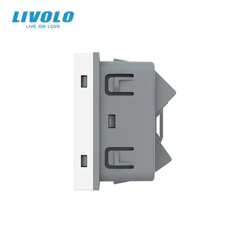 Универсальная розетка LIVOLO 12-в-1, с заземлением и шторками, белая, 16А 250В, модуль (VL-FCT22 16A-2 (724200611)
