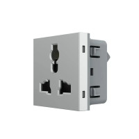 Универсальная розетка LIVOLO 12-в-1, с заземлением и шторками, серая, 16А 250В, модуль (VL-FCT22 16A-2 (724200615)