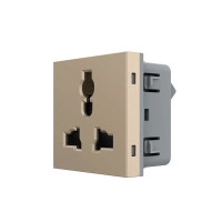 Универсальная розетка LIVOLO 12-в-1, с заземлением и шторками, золотая, 16А 250В, модуль (VL-FCT22 16A (724200613)