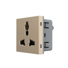 Универсальная розетка LIVOLO 12-в-1, с заземлением и шторками, золотая, 16А 250В, модуль (VL-FCT22 16A (724200613)