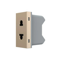 Универсальная розетка LIVOLO 2 в 1, золотая, без заземления, с защитными шторками, модуль 0.5 поста, 1 724000313