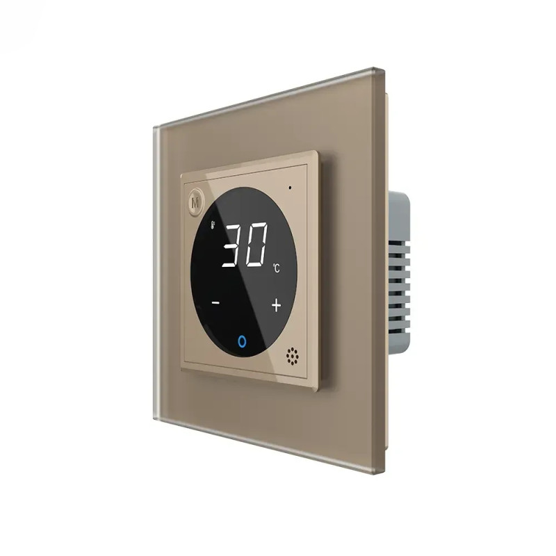 Терморегулятор (термостат) сенсорный программированный для теплого пола LIVOLO золотой, матовая стеклянная