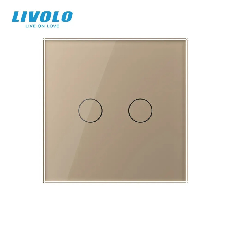 Сенсорний прохідний/перехресний димер 2 сенсори LIVOLO золотий матове скло