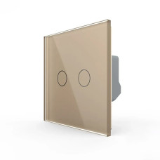 Сенсорний прохідний/перехресний димер 2 сенсори Livolo золотий скло (VL-C7FC2SD2-2GAP)