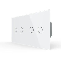 Сенсорный проходной/перекрестный выключатель 4 сенсора (2-2) Livolo белое стекло (VL-C702S/C702S-11)