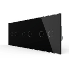 Сенсорный проходной/перекрестный выключатель 6 сенсоров (2-2-2) LIVOLO черное матовое стекло
