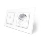 Сенсорный проходной/перекрестный выключатель Sense 1 сенсор 1 розетка Livolo белое стекло (VL-C7FC1S/FCTC16)