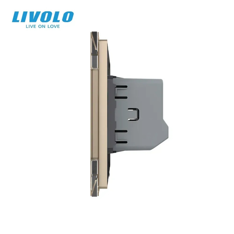 Сенсорный проходной/перекрестный выключатель Sense 1 сенсор Livolo золото (722000313)