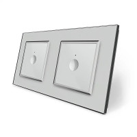 Сенсорный проходной/перекрестный выключатель Sense 2 сенсора (1-1) Livolo серое стекло (VL-C7FC1S/FC1S-4IP)