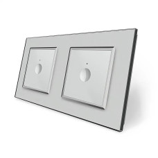 Сенсорный проходной/перекрестный выключатель Sense 2 сенсора (1-1) Livolo серое стекло (VL-C7FC1S/FC1S-4IP)