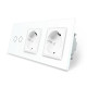 Сенсорный проходной/перекрестный выключатель 2 сенсора 2 розетки Livolo белое стекло (VL-C702S/C7C2EU-11)