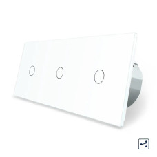 Сенсорний прохідний/перехресний вимикач 3 сенсора (1-1-1) LIVOLO білий матове скло