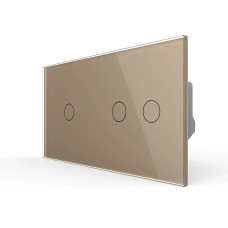 Сенсорний прохідний/перехресний вимикач 3 сенсора (1-2) LIVOLO золото матове скло