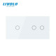 Сенсорный проходной/перекрестный выключатель 3 сенсора (1-2) Livolo белое стекло (VL-C701S/C702S-11)