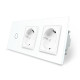 Сенсорный проходной/перекрестный выключатель 1 сенсор 2 розетки LIVOLO белый матовый стекло