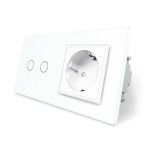 Сенсорний диммер 2 сенсори 1 розетка LIVOLO білий матове скло