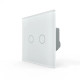 Сенсорний прохідний / перехресний вимикач LIVOLO, 2-сенсорний, білий матове скло, 5А 230В, без нейтр