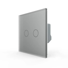 Сенсорний прохідний / перехресний вимикач LIVOLO, 2-сенсорний, сірий матове скло, 5А 230В, без нейтр