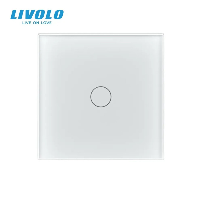 Сенсорный проходной/перекрестный выключатель LIVOLO, 5А 230В, белое матовое стекло