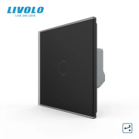 Сенсорный проходной/перекрестный выключатель LIVOLO, 5А 230В, черное матовое стекло