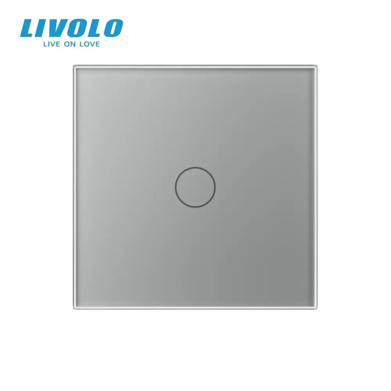 Сенсорный проходной/перекрестный выключатель LIVOLO, 5А 230В, серое матовое стекло