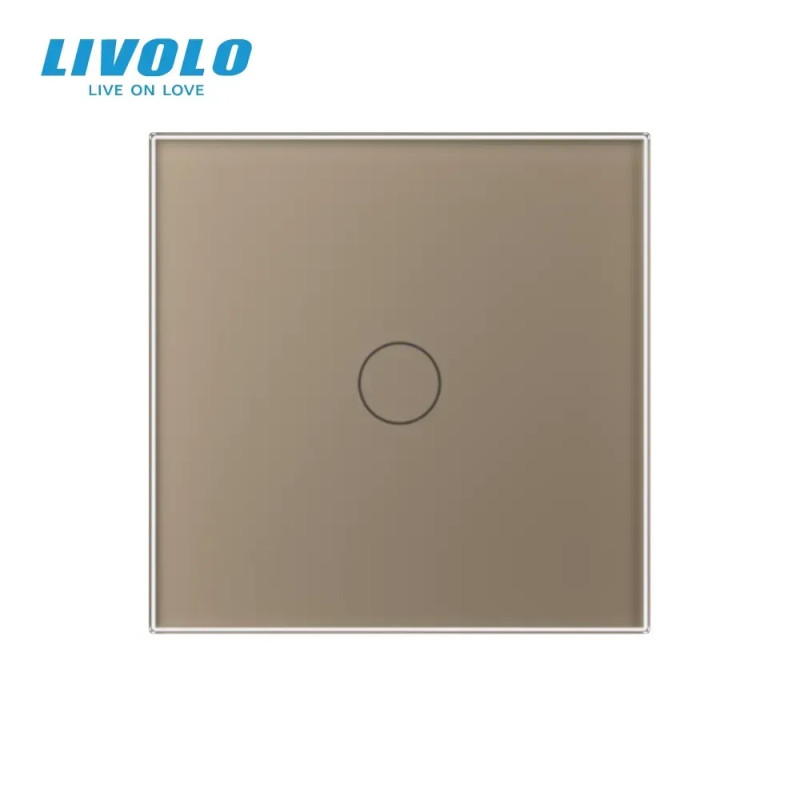 Сенсорний прохідний / перехресний вимикач LIVOLO, 5А 230В, золотий матове скло