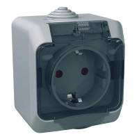 Розетка 1-местная внеш. ІР44, з/к. с прозрачным. крышка.16А серая Cedar Plus Schneider Electric WDE000643