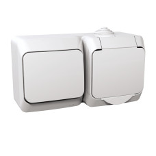 Розетка 1-местная внеш. з/к + однокл. выключатель 16А IP44, белая Cedar Plus Schneider Electric WDE000500
