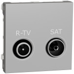 Розетка R-TV/SAT індивідуальна (2 модулі) Unica New Schneider Electric алюміній NU345430