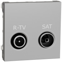 Розетка R-TV/SAT индивидуальная (2 модуля) Unica New Schneider Electric алюминий NU345430