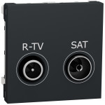 Розетка R-TV/SAT индивидуальная (2 модуля) Unica New Schneider Electric антрацит NU345454