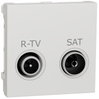Розетка R-TV/SAT індивідуальна (2 модулі) Unica New Schneider Electric біла NU345418
