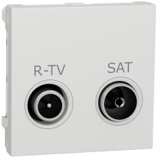 Розетка R-TV/SAT индивидуальная (2 модуля) Unica New Schneider Electric белая NU345418