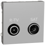 Розетка R-TV/SAT конечная (2 модуля) Unica New Schneider Electric алюминий NU345530