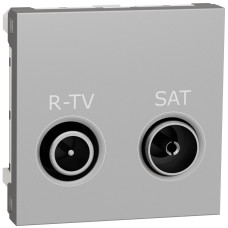Розетка R-TV/SAT конечная (2 модуля) Unica New Schneider Electric алюминий NU345530